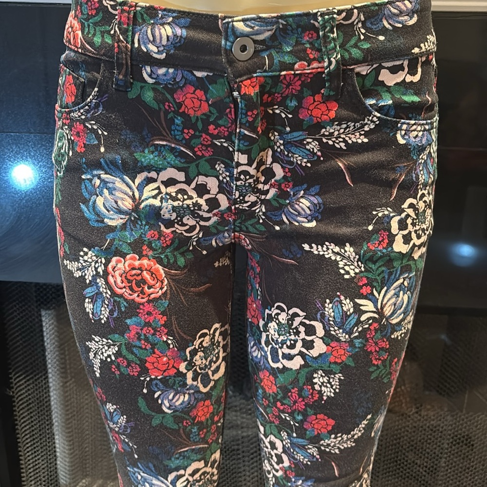 Anthropologie Pilcro & Letterpress Mid Rise Skinny Jeans Floral size 28 - Picture 6 of 8